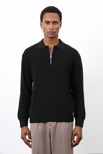 Antioch Black Zippered Men's Knit Sweater