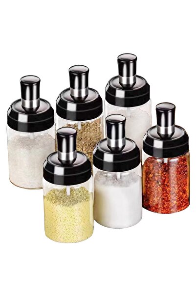 genric Glass spice jar set with lid and spoon, 10 pieces, 250ml capacity 00054