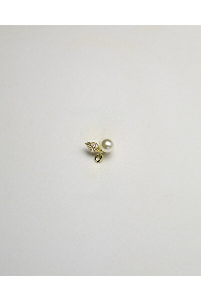 Piercing by Sever ŞEFFAF TAŞ VE İNCİ YAPRAK MODEL ÇELİK PIERCING... ALTIN/GOLD RENK (TRAGUS HELIX CONCH FLAT)