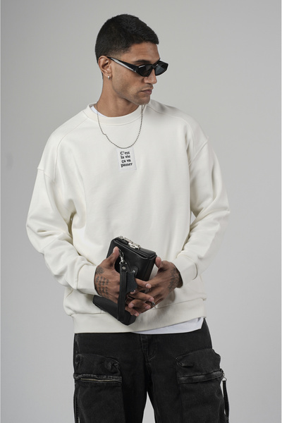 Butik Trend Biz Oversize Sweatshirt Front and Back Label Crew Neck