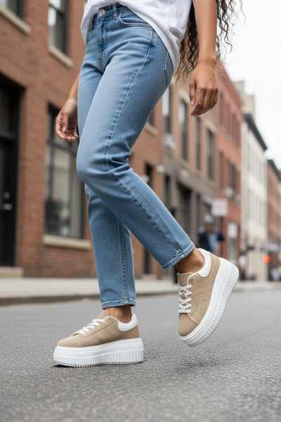 dehaine Women's sneakers, high sole, made of eco-leather, Super Fashion, ZH12