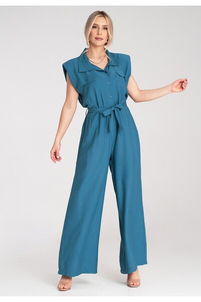 Figl Salopetă elegantă pentru femei - Salopetă formală pentru femei - Albastră M1176 universală