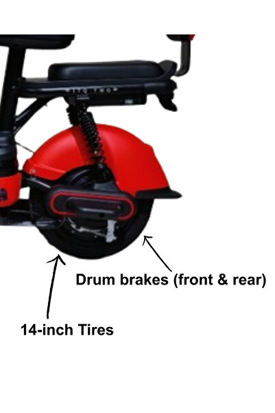 Camel ITQ-2 Pro, Electric Bike for Adult,450W,14 Inch Tyre,65km Range,with Side Mirrors and Basket,Red