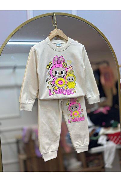 ArdenKids 3-7 Yaş Ekru Labubu Alt Üst Takım
