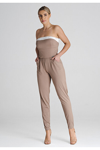 Figl Loose jumpsuit with ruffles, beige M1025, size S