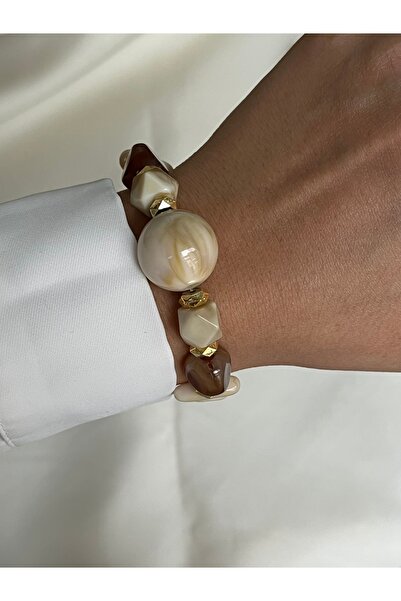 Twinssis Accessories سوار أكريليك ملون بمظهر الحجر الطبيعي المرن