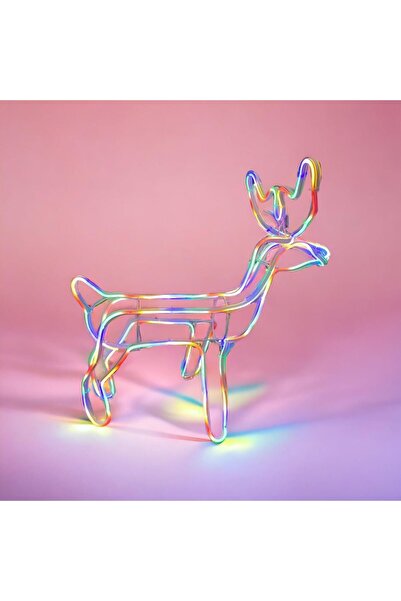 Optim Solution Decorațiune luminoasă multicoloră cu ren 130x120 cm