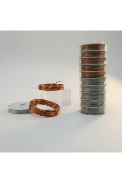 Beimo Bakır-Gümüş Makara Tel 10'Lu Set 5 Metre 1 Mm , Hobi Teli , Makara Bakı...