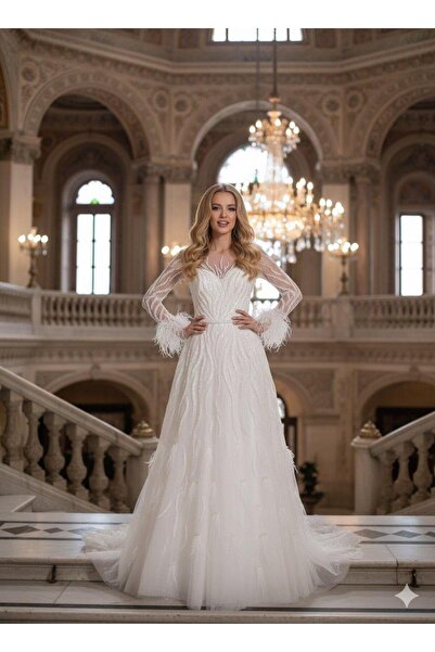 Kenzel Full Beden İşlemeli Kabarık Uzun Abiye Elbise