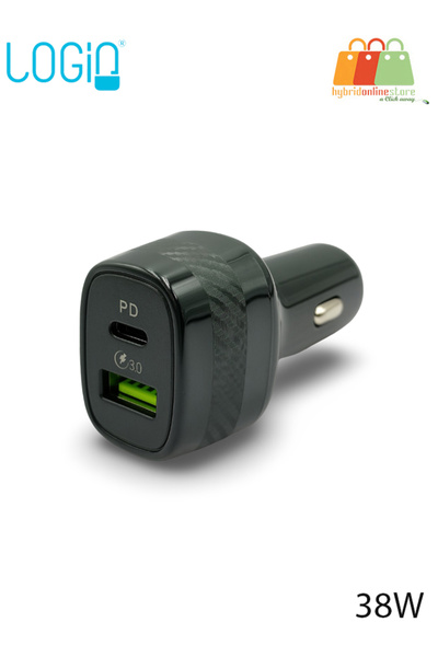LOGIO LN997PD 38W Car Charger with USB-C Power Delivery and USB-A Quick Charg...
