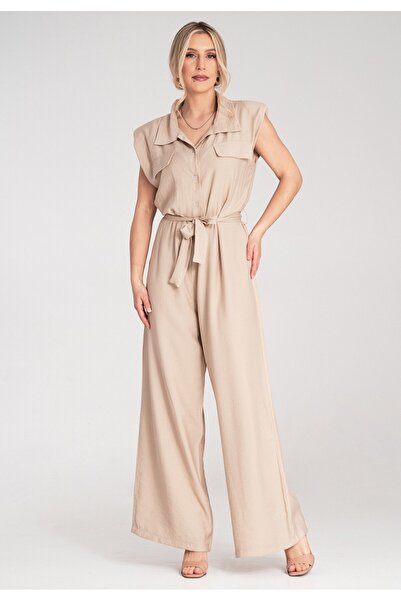 Figl Elegant Women's Jumpsuit - Formal Women's Jumpsuit - Beige M1176 Universal