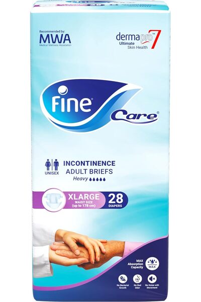 Fine Care Incontinence Adult Unisex Briefs, 28 Diapers, X-Large, waist size 1...