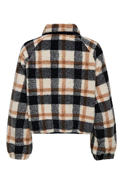 ONLY Onlcalista Life Check Teddy Jacket Otw Women's Gray Outerwear - 15353727