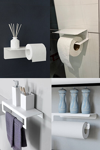 TASAGRAM طقم حمام حديث مكون من 4 قطع باللون الأبيض