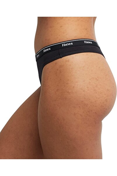 HANES Originals Women's Thong Panties, Breathable Stretch Cotton, Assorted 6-Pack