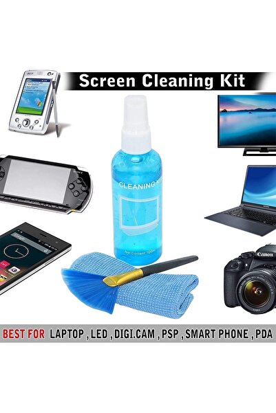 Generic Multi-purpose LCD Cleaning Kit: Cloth, Brush and Alcohol-Free Liquid Solution