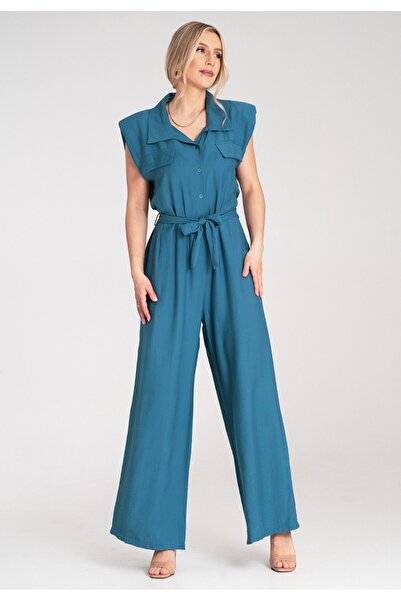 Figl Salopetă elegantă pentru femei - Salopetă formală pentru femei - Albastră M1176 universală