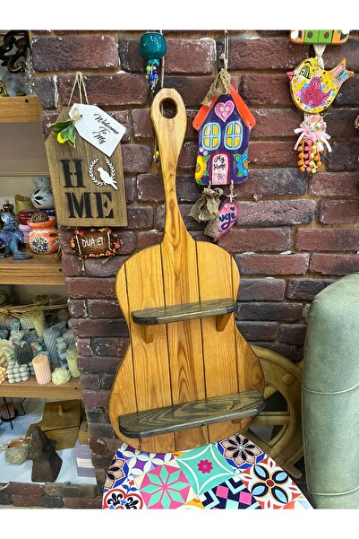 GÜRSES HOME DEKORATİF GİTAR ŞEKLİNDE DUVAR RAFI, ÇAM AĞACI