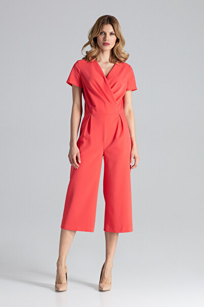 Figl Jumpsuit with wide trousers and short sleeves, coral M664, size XL