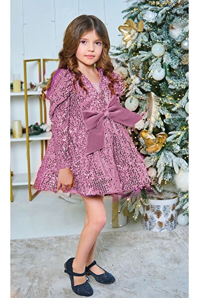 jood kids Bülü kadife coçuk elbisesi