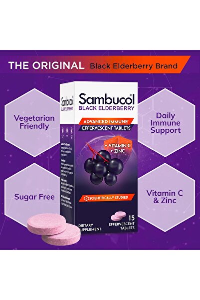 Sambucol Elderberry Effervescent Tablets, 15 Count, L-Carnitine