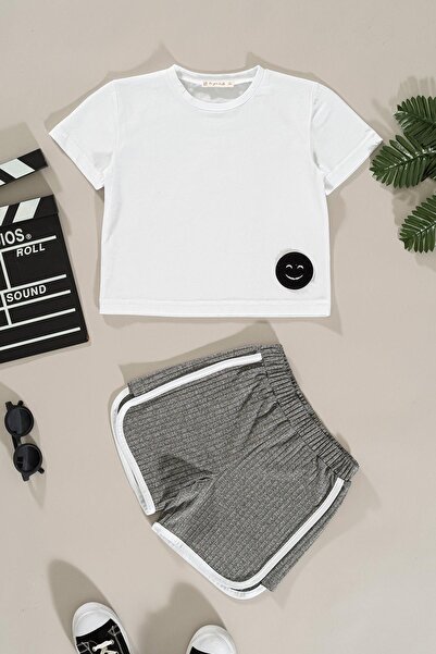 FOR YOU MODA Emoji-Shorts-Set (weiß)