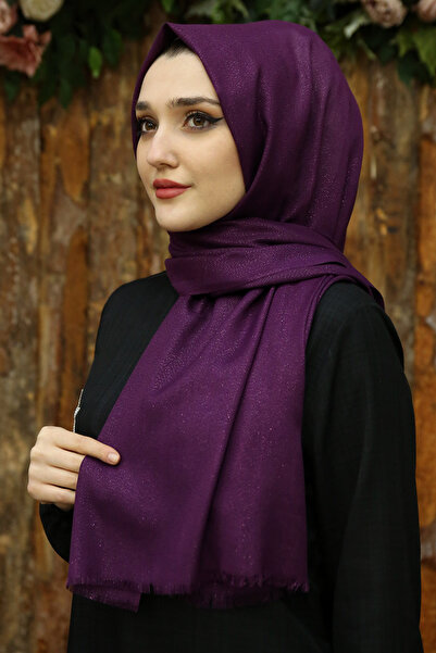 Feiza Collection Pamuklu Simli Şal - Mürdüm