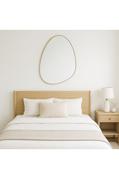 Ebticar Irregular Wooden Frame Wall Mirror – Natural Wood (60×80)