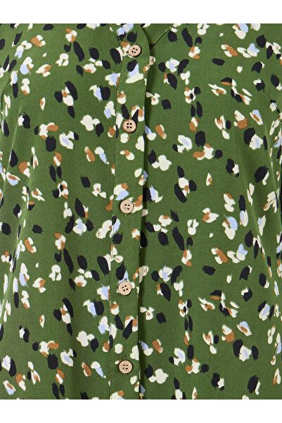 Take Two By Styli Khaki Graphic Print Knee-Length Shirt Dress