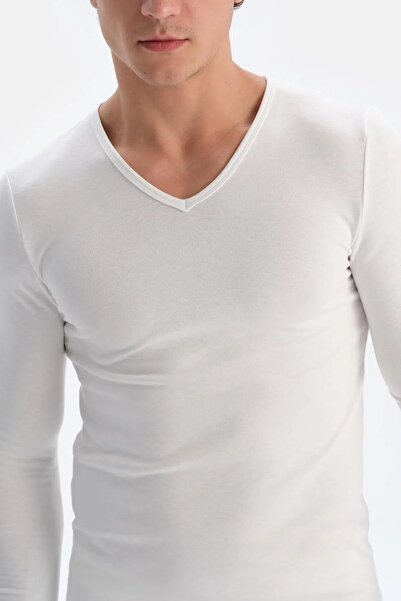 Dagi Men's Thermal Single Top, V-Neck, Long Sleeve, Thermal Underwear 47% Polyester, 47% Viscose, 6% Lycra