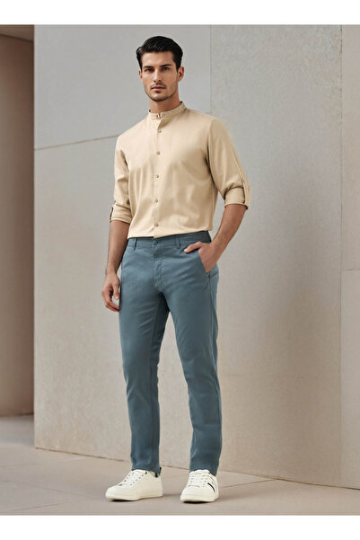 FAV Regular Fit Textured Shirt with Mandarin Collar