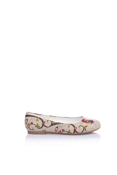 Streetfly New Year Themed Printed Colorful Women's Ballerinas