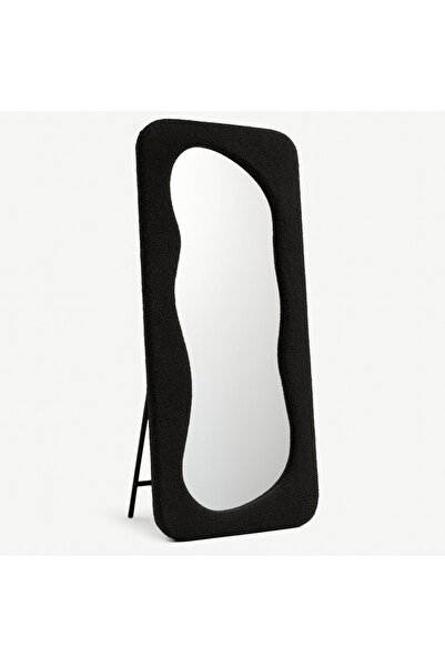 Ebticar Black Bouclé Mirror with Square Edges