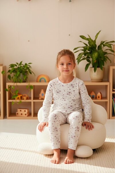 LİLA İÇ GİYİM SET DE PIJAMĂ CU MÂNĂ LUNGĂ PENTRU FĂRĂ, CU IMPRIMARE INTERLOCK