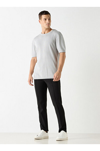 FAV Textured Crew Neck Sweater with Short Sleeves