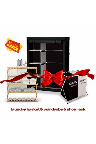 Primo Plus 3offers(Portable Bedroom Wardrobe +Foldable Laundry Basket+Five-la...