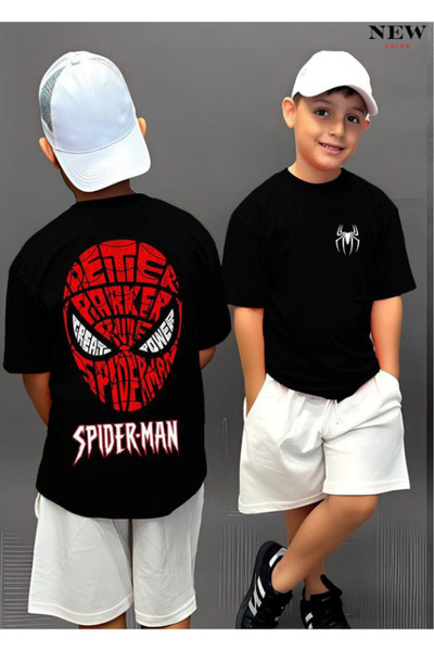 New Shine Детска тениска с принт на Спайдър-Мен, унисекс