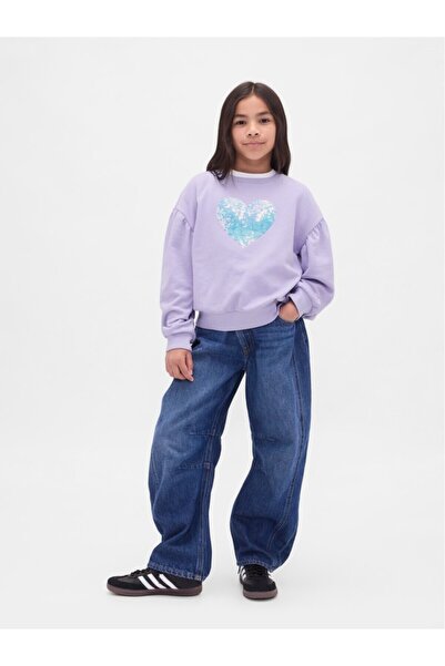 GAP Φούτερ για κορίτσια με μωβ χαλαρό γραφικό σχέδιο με πούλιες