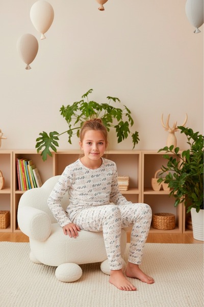 LİLA İÇ GİYİM Печатен доклад Комплект пижама с дълъг ръкав за момичета