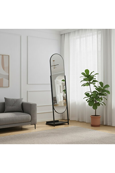 Ebticar Black Standing Mirror with Metal Stand