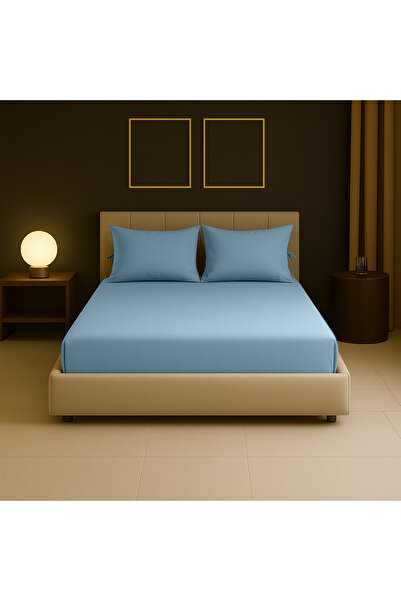 Sabia 100% Cotton 62 Thread Count 200X200 cm +37 cm Height Suitable King Size Fitted Sheet Set