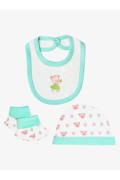 Babies Basic By Styli 5-Piece 100% Cotton Bib, Romper, Mittens, Cap and Sleepsuit Set