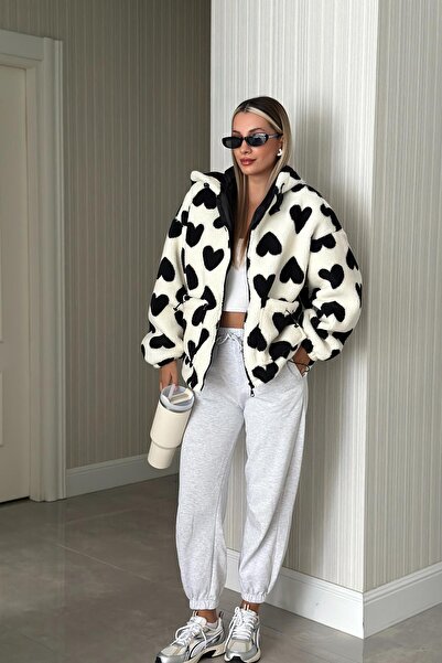 RB CLUB Women's Heart Lined Plush Coat Ecru