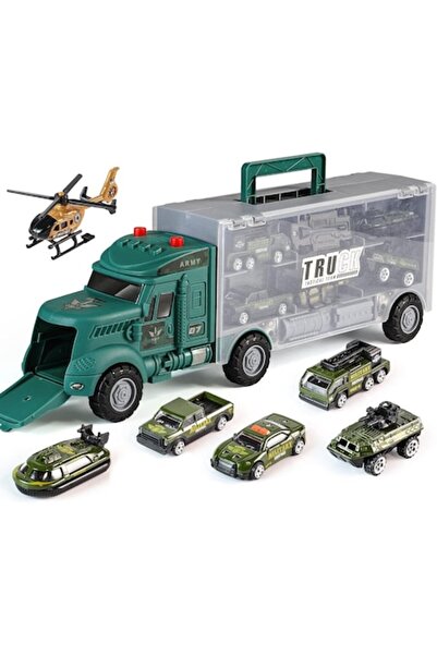 Brivoo® Brivoo Military Truck Playset, 7 Pieces, Mini Vehicles, Play Mat, Sound & Light, Ages 8–12