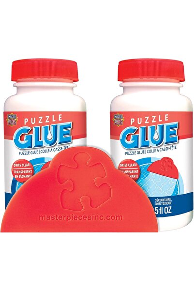 Masterpieces Puzzle Glue Bottle with Wide Plastic Spreader, 5 oz Each, Pack of 2