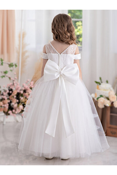 Take Two By Styli Bow Detail Cold Shoulder Lace Insert Dress