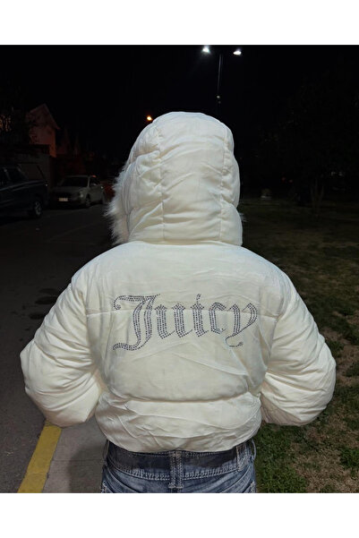 Gofeel Juicy Peluş Kapüşonlu Şişme Crop Mont