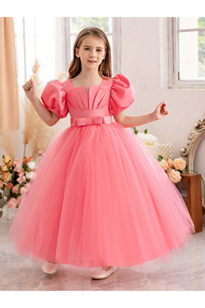 Take Two By Styli Mesh Insert Bow Detail Pleated Dress