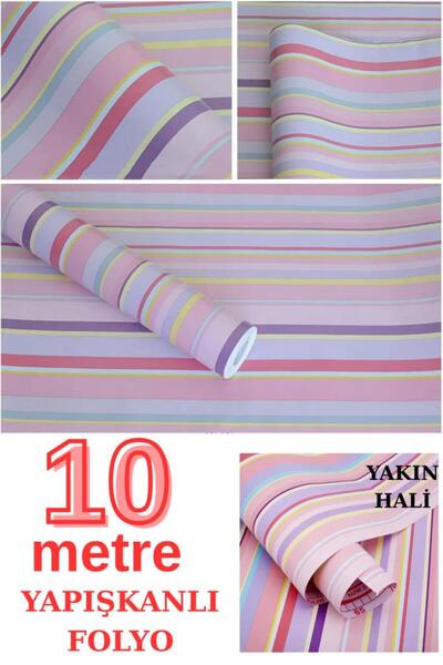 Renkli Duvarlar 67cm X 10 Meters 1 Piece Adhesive Roll 7 Colors Rainbow Model...