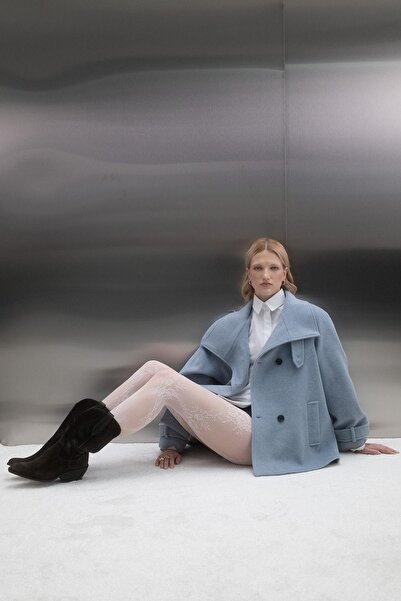 MARKALİSTE Μπλε παλτό με μανίκια Reglan oversized